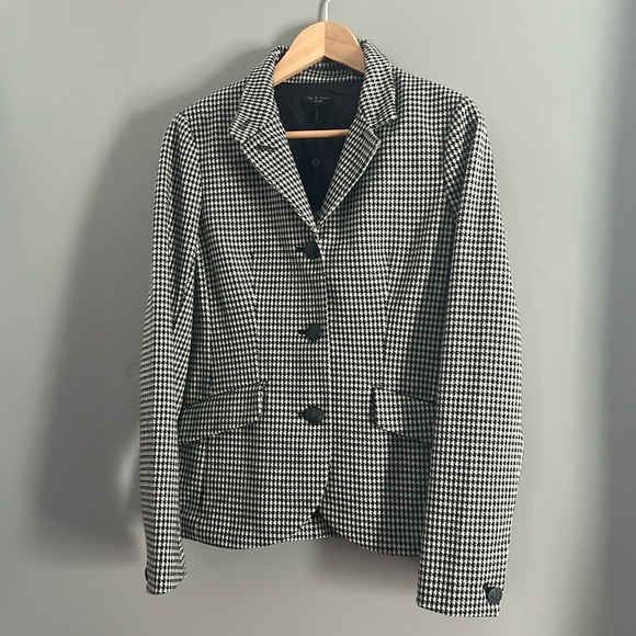 NWT rag & bone Sadie Houndstooth Blazer Jacket Black and White Size 4 - Picture 2 of 10